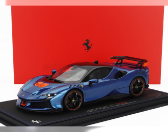 FERRARI Sf90 Xx Stradale (2024) - Con Vetrina - With Showcase, Blu Elettrico - Blue Met Orange Black