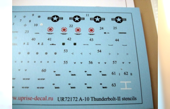 Декаль для A-10A Thunderbolt, тех. надписи