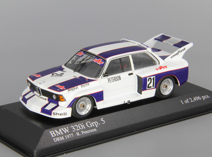 BMW 320i Grp. 5 R. Peterson DRM #21 (1977), white / blue