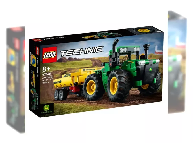 JOHN DEERE Lego Technic - 9620r 4wd Tractor With Trailer 2018 - 390 Pezzi - 390 Pieces, Green Yellow