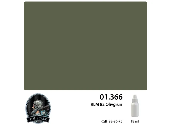 Краска акриловая для аэрографа Jim Scale: RLM 82 Olivgrun, 18мл