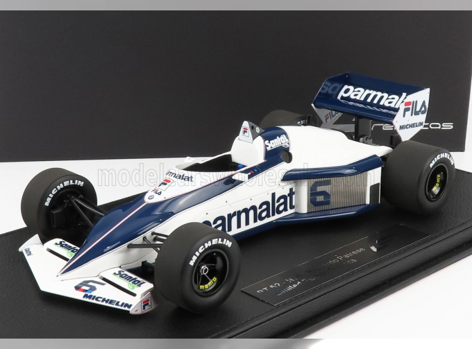 BRABHAM F1 Bt52 Parmalat №6 Season (1983) Riccardo Patrese - Con Vetrina - With Showcase, White Blue