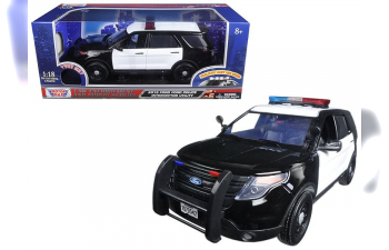 FORD Explorer Interceptor полиция с работающим звуком и светом (2015), черный с белым