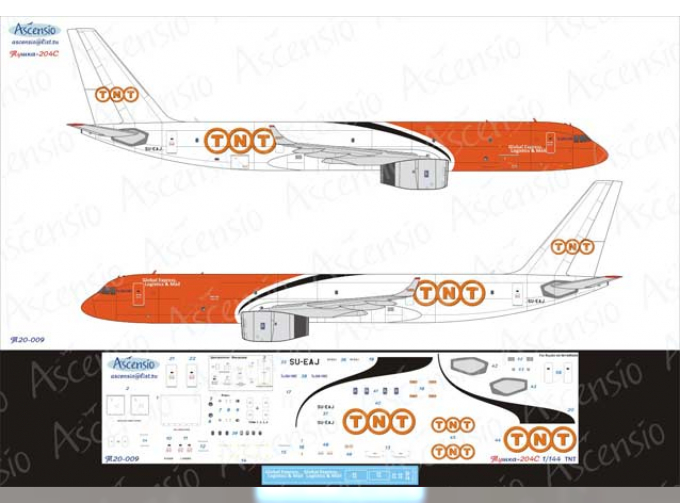 Декаль на самолет тушка-204-100С (TNT)