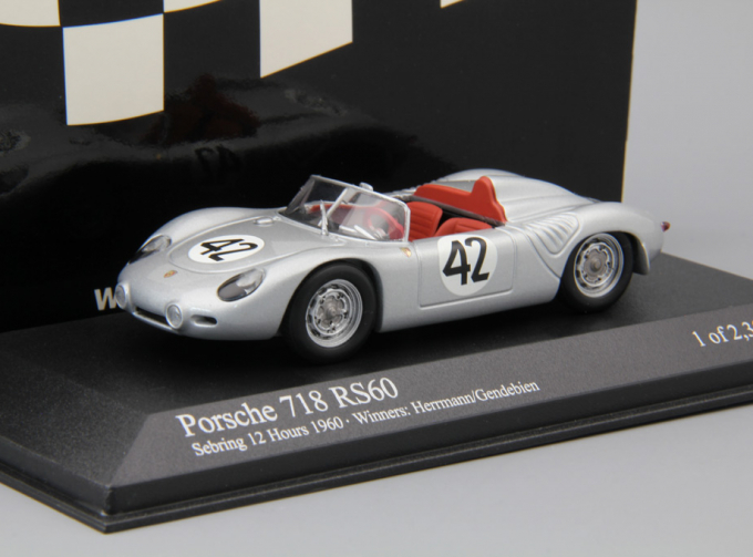 PORSCHE 718 RS60 Sebring 12 Hours Winners: Herrmann / Gendebien #42 (1960), silver