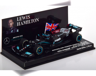 MERCEDES-BENZ GP F1 W12 Mercedes M12 Eq Power+ Team Amg Petronas Motorsport Formula One N 44 Winner British Silverstone Gp With Flag 2021 Lewis Hamilton, Black Green