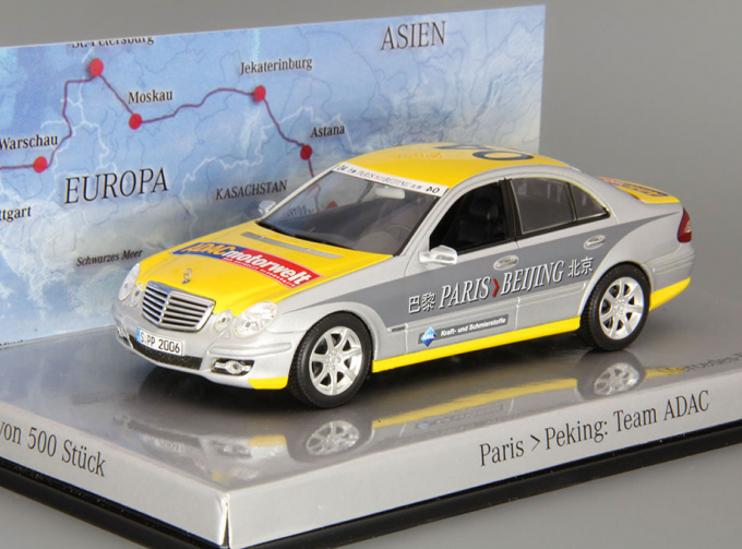 MERCEDES-BENZ E-Klasse W211 #04 Rally Paris-Beijing, silver / yellow