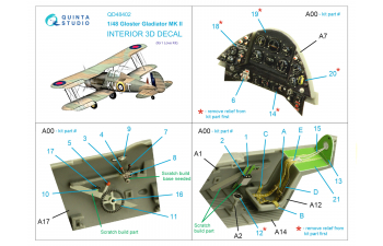 3D Декаль интерьера кабины Gloster Gladiator MKII (I Love Kit)