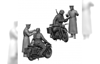 Сборная модель Немецкий тяжелый мотоцикл Р-12 с водителем и офицером