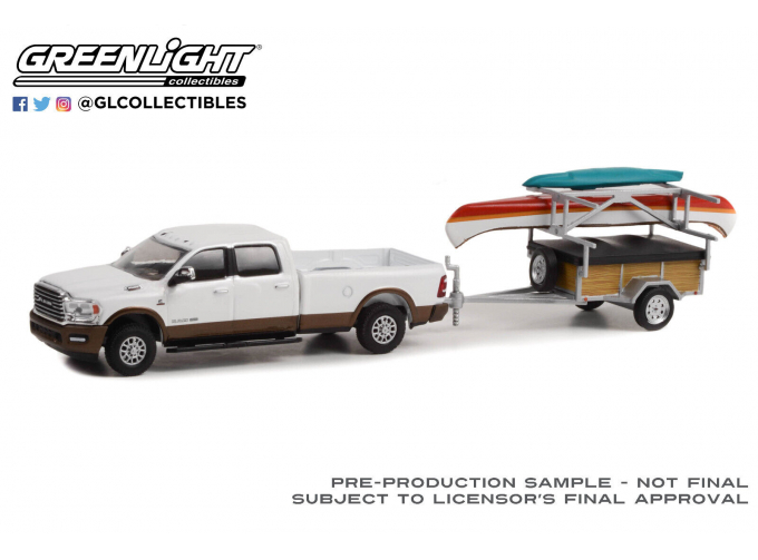 RAM 2500 Limited Longhorn Bright White & Walnut Brown с прицепом Canoe and Kayak (2022)