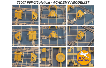 Маска окрасоочная F6F-3/5 Hellcat (ACADEMY #12481, #2224, #2121 / Doyusha #406549 / MODELIST #207266) + маски на диски и колеса