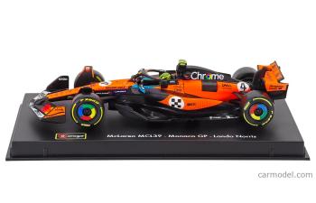 McLAREN F1 Mcl39 Team Mclaren №4 World Champion Winner Monaco Gp (2025) Lando Norris - With Pilot And Showcase, Orange Black