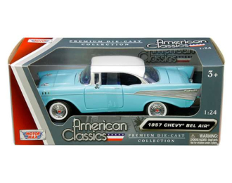 CHEVROLET Bel Air Hardtop (1957), light blue with white roof