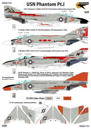 Декаль USN Phantom Pt.1 - F4H-1 VF-74, F-4J VF-102, F-4B VF-51, QF-4N NAWCWD