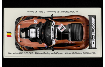 MERCEDES-BENZ Amg Gt3 Evo 6.2l V8 Team Almanar Getspeed Racing №777 Winner Gold Class 24h Spa (2024) Al Faisal Al Zubair - Dominik Baumann - Philip Ellis - Mikael Grenier, Brown Black