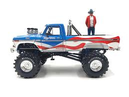 FORD F-250 Truck USA 250 Tribute with 1/18 Bob Chandler Standing Figure, *Kings of Crunch-Bigfoot #5* (1996), blue / white / red