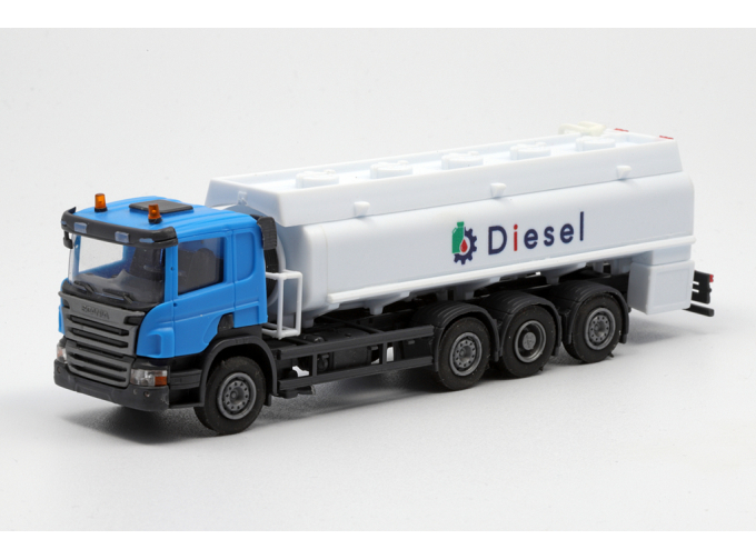 SCANIA P 8х2/4 цистерна для перевозки и раздачи дизельного топлива, голубой/белый