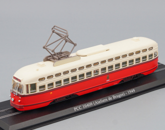 Трамвай PCC 10409 (Ateliers de Bruges) 1949, red / beige