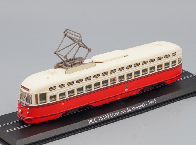 Трамвай PCC 10409 (Ateliers de Bruges) 1949, red / beige