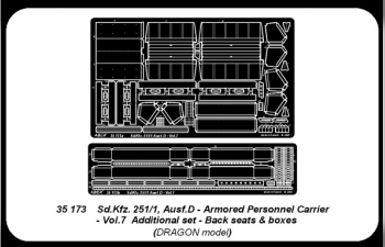 Фототравление для Armoured personnel carrier Sd.Kfz. 25 Ausf. D - vol. 7 - additional set - back seats and boxes