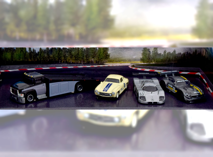 MERCEDES-BENZ Racing Car Set 300 SL Sauber C9 AMG GT3 and Carry On Truck