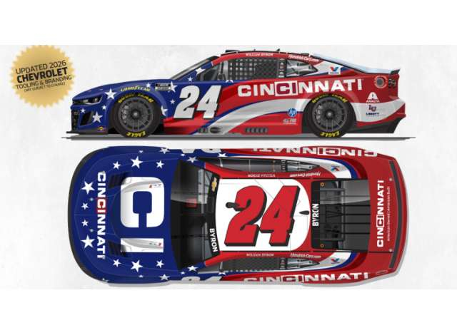 Chevrolet #24 William Byron *Cincinnati*, white/blue/red 2026