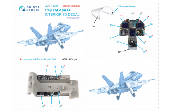 3D Декаль интерьера кабины F/A-18A++ (Hasegawa) (Малая версия)