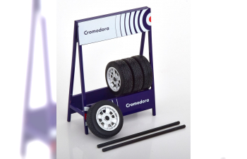 ACCESSORIES Cavalletto Supporto 4x Pneumatici Cromodora - Metal Rack With 4x Tyres, Black Silver