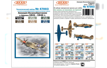 Набор акриловых красок Авиация Великобритании в Африке 1941-44 гг.