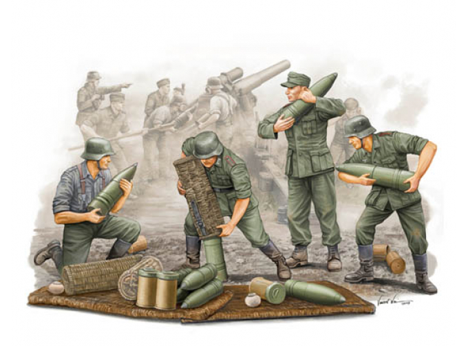Солдаты немецкие подносчики снарядов для гаубицы