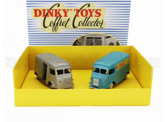 CITROEN Set L'indispensable Citroen 2x H-type 1200kg Van Cibie (1955) - Coffret Box, Silver Blue