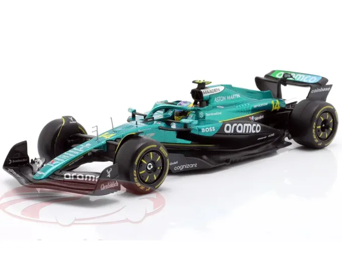 ASTON MARTIN  AMR 25 №14 Formula 1 Fernando Alonso with helmet (2025), black/silver/turquoise