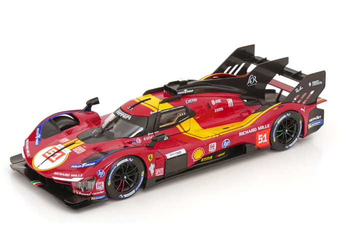 FERRARI 499p 3.0l Turbo V6 Team Ferrari Af Corse №51 3rd 24h Le Mans 2025 Alessandro Pier Guidi - James Calado - Antonio Giovinazzi, Red Yellow Black