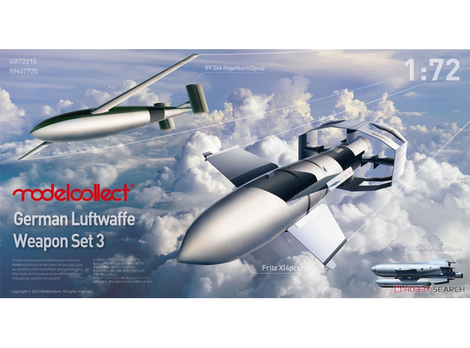 Сборная модель German Luftwaffe Weapon Set 3 Bv 246 Hagelkorn (2pcs), Fritz X (4pcs), Henschel Hs 293 (2pcs)