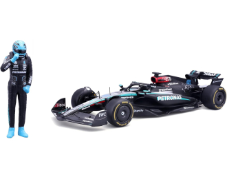 MERCEDES-BENZ AMG W15 #63 George Russell with figure (2024), black/silver/turquoise