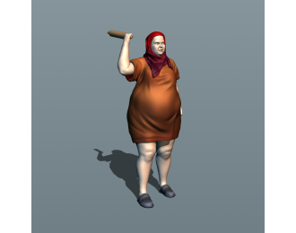 Фигурка Баба со скалкой, окрашенная