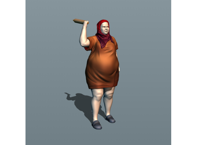 Фигурка Баба со скалкой, окрашенная