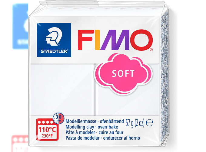 Полимерная глина FIMO Soft, 57 г. - белого цвета / Fimo Soft 57gr - White