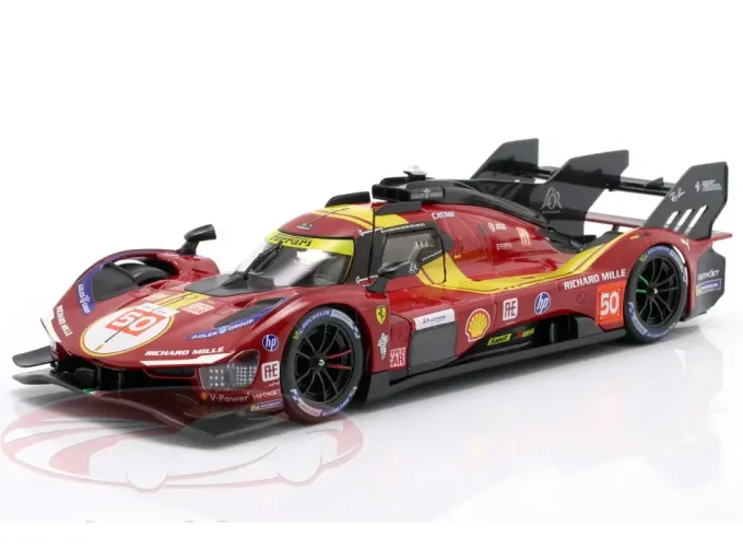 FERRARI 499P 3.0L Turbo V6 #50 Fuoco/Nielsen/Molina 24h Le Mans (2025), red/yellow