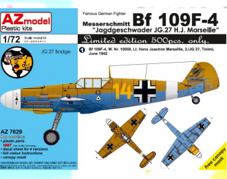 Сборная модель Messerschmitt Bf 109F-4 Jagdgeschwader JG.27 H.J. Marseille