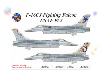 Декаль для F-16CG Fighting Falcon USAF Pt.2 с тех. надписями, FFA (удаляемая лаковая подложка)