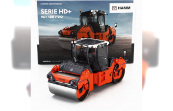 HAMM Hd + 120i Vo Вибрационный двухвальцовый каток, оранжево-серо-белый