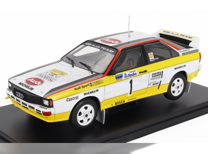 AUDI Quattro Team Audi Sport №1 Winner Rally Sweden (1984) Stig Blomqvist - Bjorn Cederberg, White Yellow Black