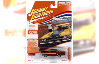 PLYMOUTH GTX (1970), Burnt Orange / Gator Grain Chocolate Brown Roof/ Dual Side Stripes (оранжевый с коричневым)