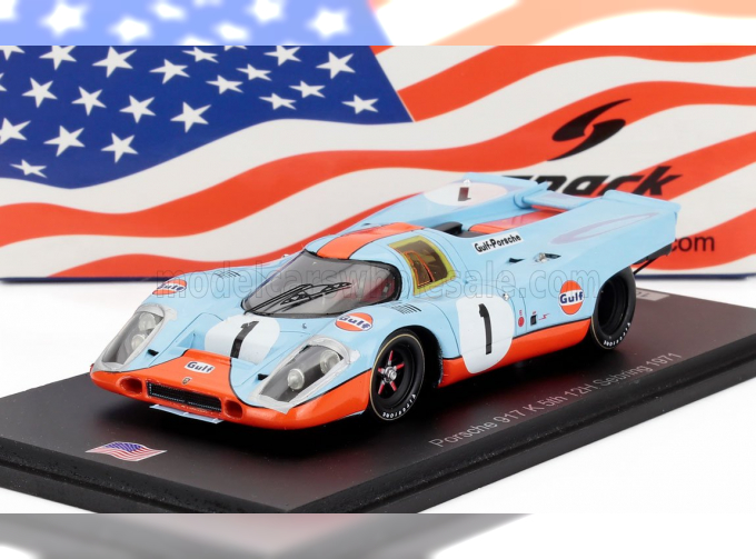 PORSCHE 917k №1 5th 12h Sebring (1971) Jo Siffert - Derek Bell, Light Blue Orange