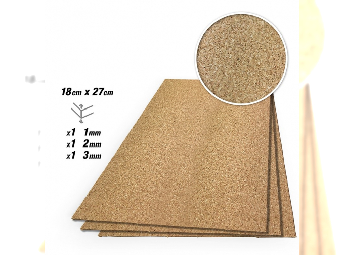 CREATE CORK Fine Grain Mix (1mm, 2mm and 3mm) – 1 pc. each size