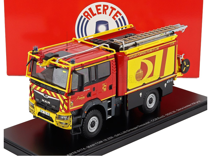 MAN Tgm 18.250 Tanker Truck Ccr Evo3 Sdis 28 Gallin Groupe Desautel Sapeurs Pompiers D'eure Et Loir (2020), Red Yellow Grey