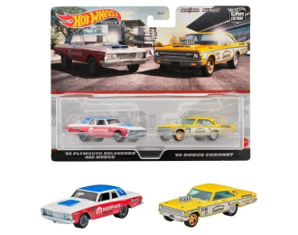 PLYMOUTH Belvedere 426 Wedge (1963) red/white/blue +DODGE Coronet (1965), yellow/white