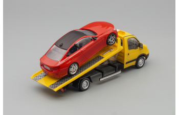 IVECO FIAT Daily Assistance Carro Attrezzi - Tow Truck Road Service 2009 With Bmw 4-series M4 Coupe (g82) 2020, Yellow Red