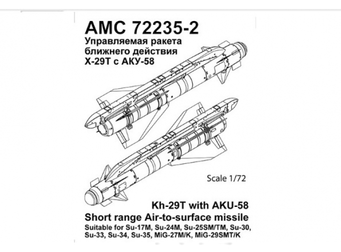 Набор для доработки Советская / российская ракета класса воздух-поверхность Х-29Т с пилоном АКУ-58 (NATO AS-14 Kedge B)